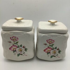 Two House of Wagner Briar Rose Biscuit Jars
